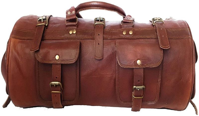 20 L Hand Duffel Bag - Vintage Pure and Genuine Leather Duffle Bag - Brown - Regular Capacity