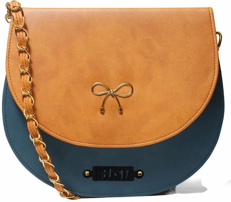 Blue, Tan Girls Messenger Bag - Medium
