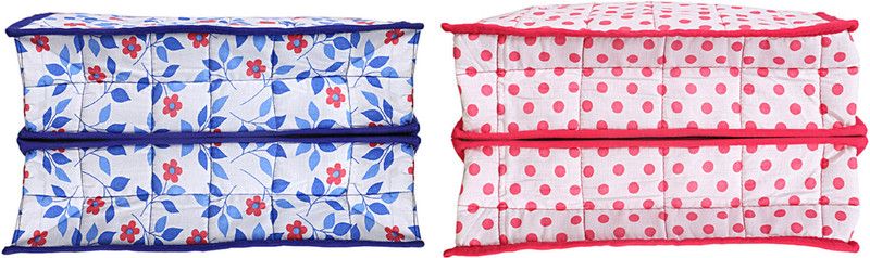 KUBER INDUSTRIES Garment Cover 2 Pieces Cotton Lingerie Undergarments Organizer (Pink & Blue) -CTKTC5314 CTKTC05314  (Multicolor)