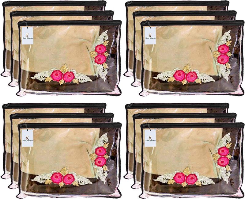 KUBER INDUSTRIES Designer Non Woven 12 Pieces Single Packing Saree Cover Set (Black)-KUBMART2824 KUBMART02824  (Black)
