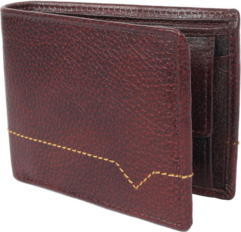 Men Red Genuine Leather RFID Wallet - Mini  (9 Card Slots)