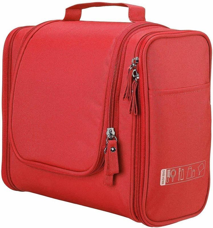 homspurts Polyester Toiletry Kit Travel Toiletry Kit  (Red)