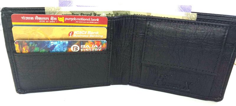 Men Black Artificial Leather Wallet - Regular Size  (5 Card Slots)
