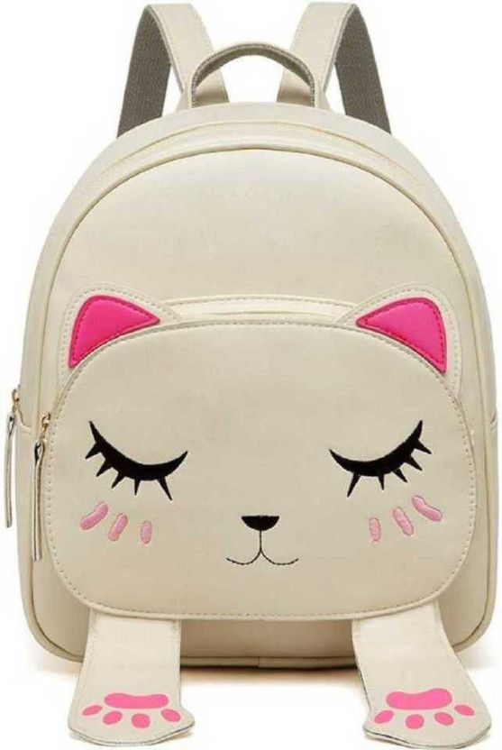 Small 10 L Backpack mini catty style cream backpack for girls  (Beige)