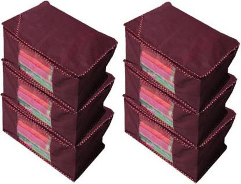 ROYALIMAGES SF_MSC_006 Saree Cover Maroon Solid Front Transparent Non-Woven Saree Cover Pack of 4 SF_MSC_006 9IN/SAR/NET/RP/03p9781234567940  (Maroon)