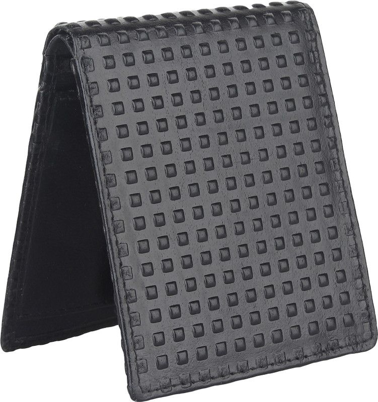 Men Black Genuine Leather RFID Wallet - Regular Size  (3 Card Slots)