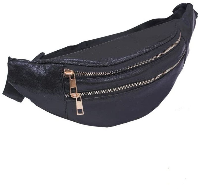 Good Quality Waist Bag Elegant Style Travel Pouch Passport Holder with Adjustable Strap  (Black)