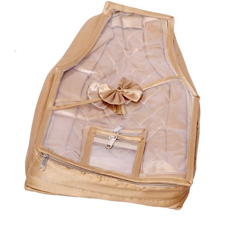 KUBER INDUSTRIES Designer Blouse Cover in Quilted Satin Fabric (Golden) MKU006656  (Golden)