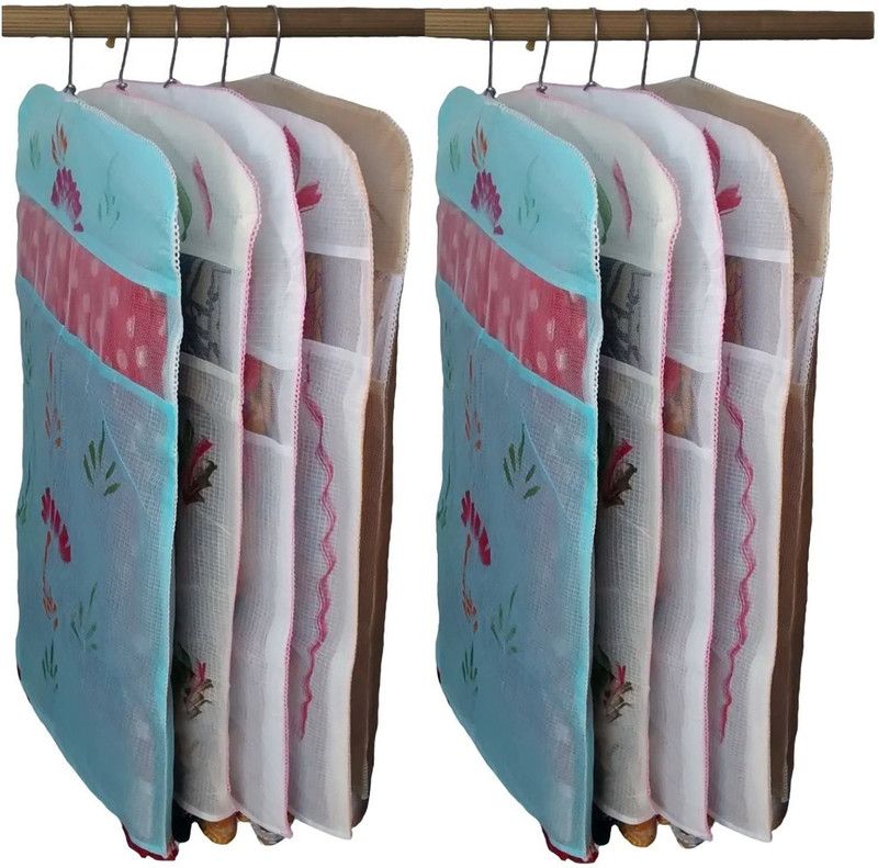 KUBER INDUSTRIES Designer Transparent Kota Doria Hanging Saree Cover - Set Of 10 Pcs sc044  (Multicolor)