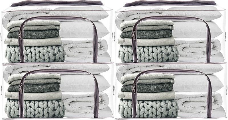 JD FRESH Storage Beg Pack Of 4 Wardrobe organizer for clothes , Storage box for Clothes Pack Of 4 Storage Bag Full Transparent  (Full Transparent)
