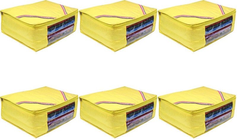 PrettyKrafts Saree orgonizer Silk fabric with foam quilted saree cover wardrobe organizer shopsy_F1522_Yellow6  (Yellow)