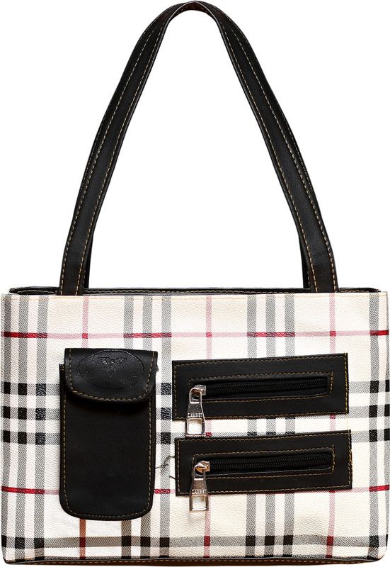 Women Black, White Hand-held Bag