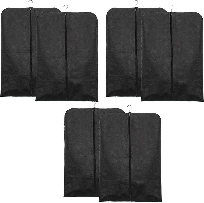 PrettyKrafts Coat hanger orgonizer Non Woven Men's Coat Balzer Cover Foldable Suit Cover with Flap Design shopsy_F1538HS_Black6  (Black)