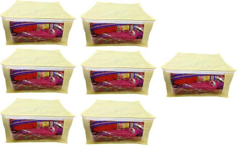 Aadhya Multipurpose Non Woven Saree Cover Pack of 7 k  (Yellow)