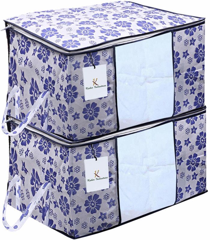 KUBER INDUSTRIES Floral Underbed Storage BagCTKNEW237 CTKNEW0237  (Royal blue)