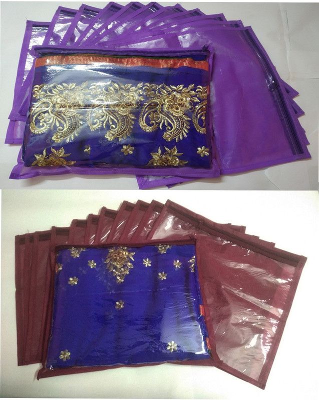 ultimatefashionista Garment cover garment cover High Quality Plain Pack Of 24 Pieces Single Non woven Saree Cover Gift Organizer & Travling pouch Keep saree/Suit/Travelling Pouch(MAROON,PURPLE) 24pc NW SINGLE SAREE COVER(MAROON,PURPLE)  (Multicolor)