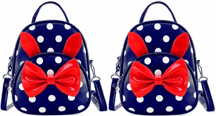Small 8 L Backpack Polka Dot Tai Style Lettest Trendy Backpack Used For Women & Girls Pu Leather Backpack School Bag Student Backpack Women Travel bag Casual Bag Collage Bag Tuttion Bag  (Blue, Blue)
