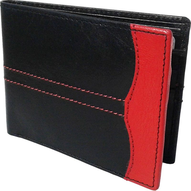 Men Black Genuine Leather RFID Wallet - Regular Size  (7 Card Slots)