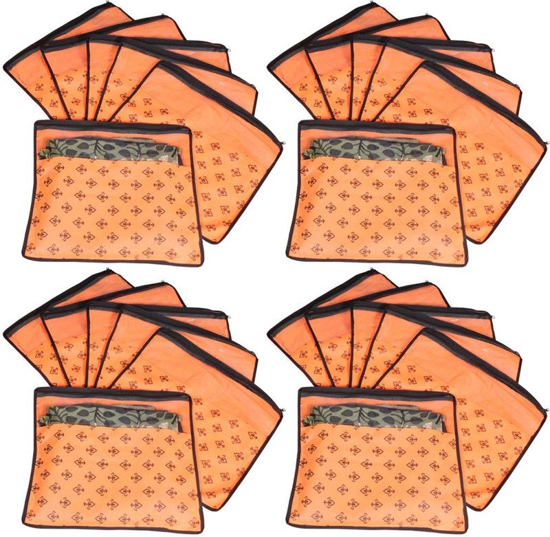 PrettyKrafts Saree orgonizer Single Saree Covers, Printed Design, Foldable Wardrobe Organizer shopsy_F1287_Orange24  (Orange)