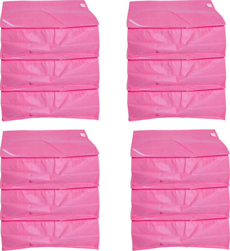 KANUSHI Industries Set Of Saree Covers / Saree Bags With Stainless Steel Zip Lock Pink ( Large )  (Pink)