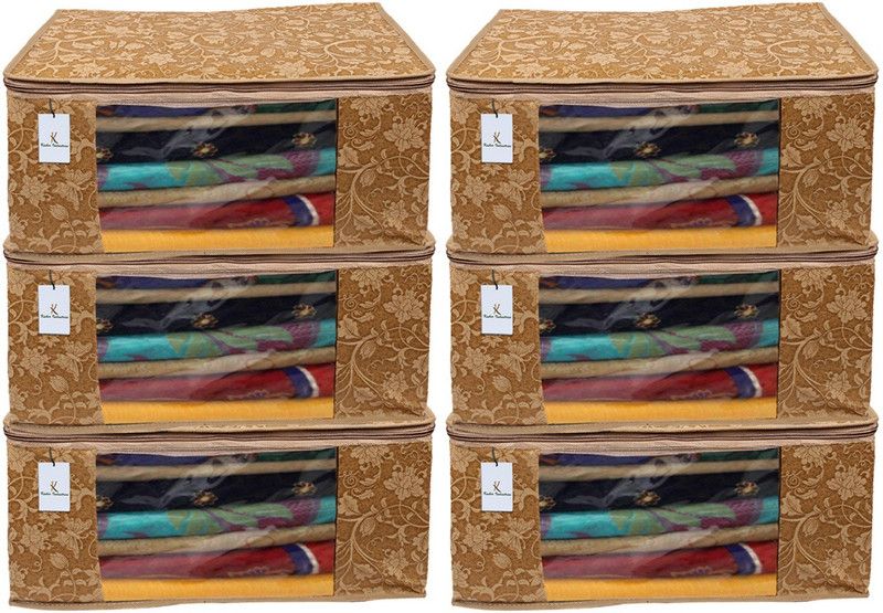 KUBER INDUSTRIES Metalic Flower 6 Piece Non Woven CTKNEW0259  (Beige)
