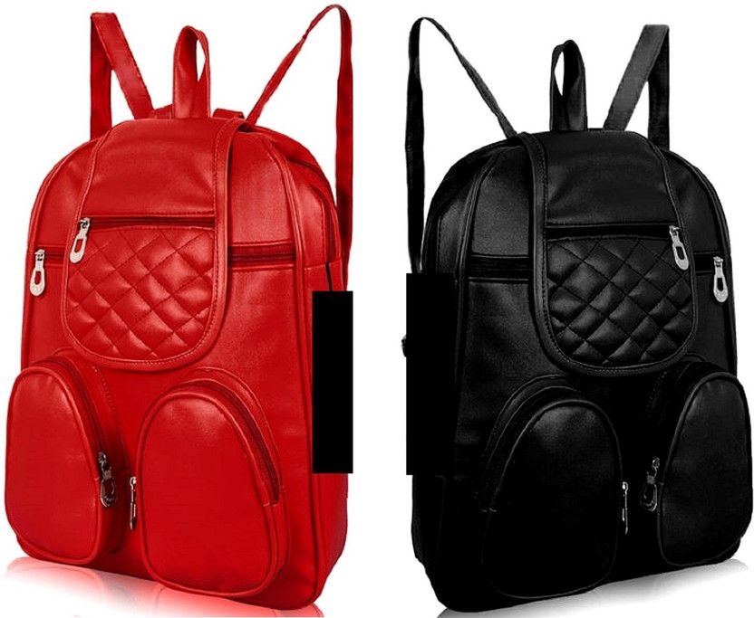 Small 8 L Backpack Latest New Trendy Women Girls Party Wear Backpack Pu Leather Backpack School Bag Student Backpack Women Travel bag Tution Bag Casul Backpackag Student Backpack Women Travel bag  (Red, Black)