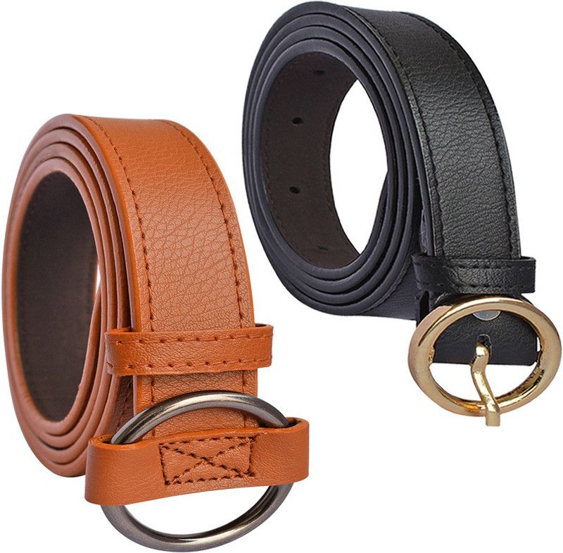 Women Tan, Black Synthetic Belt