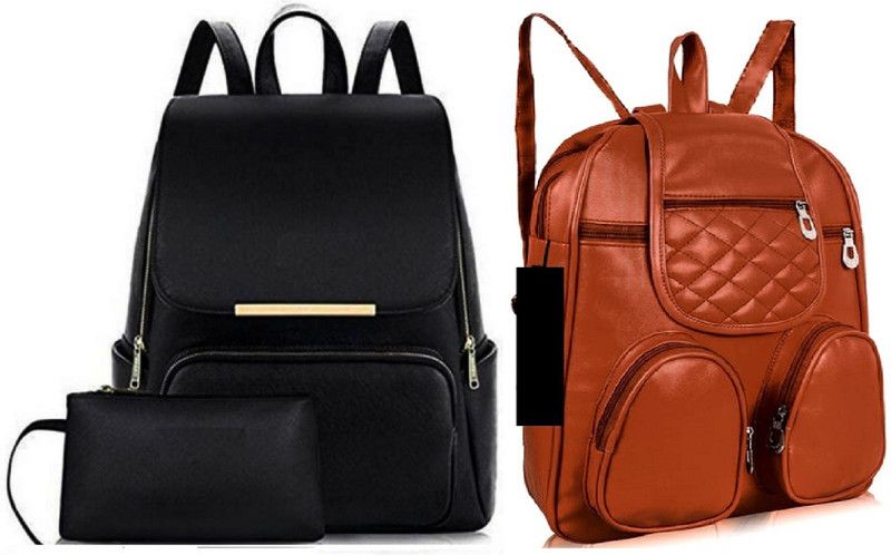 Party Wear Backpack Latest New Trendy Women And Girls 7 L No Backpack  (Black, Tan)