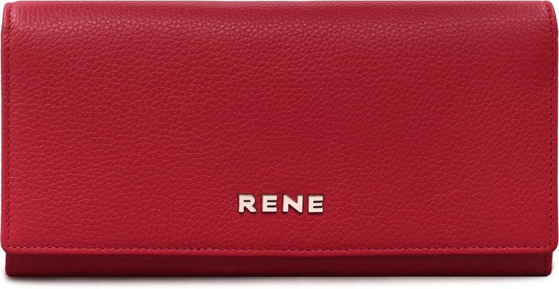 Women Casual Red Genuine Leather Wallet - Regular Size  (10 Card Slots)