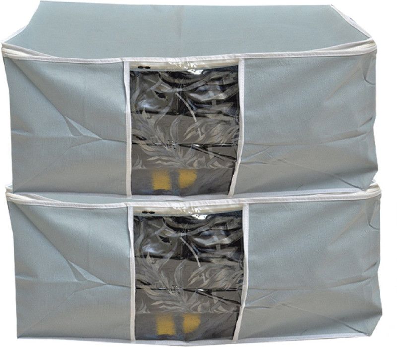 KUBER INDUSTRIES Underbed Storage Bag, Storage Organiser,Blanket Cover Set of 2 Pcs - Grey (Extra Large Size With Handle)  (Grey)