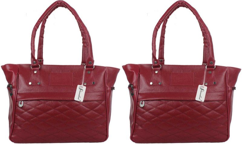 Women Maroon Hand-held Bag - Extra Spacious  (Pack of: 2)