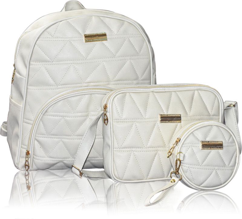 Small 5 L Backpack Backpack Set of 3  (White)