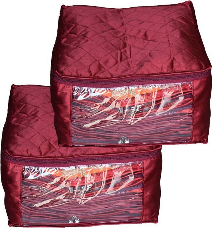Aadhya Large Multipurpose Satin Saree Covers pack of 2  (Maroon)