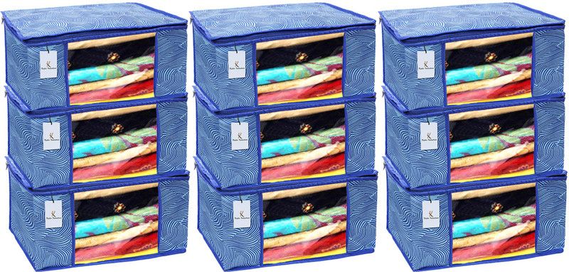 KUBER INDUSTRIES Non-Woven Leheriya Design 9 Piece Non Woven Saree Cover, Royal Blue CTKTC0151876  (Royal Blue)