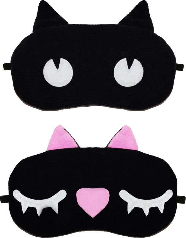 Juzzii Velvet Cute Cartoon Sleeping Eye Mask for Men Women Girl Boy M.No.17-3 Eye Shade  (Black, Grey)