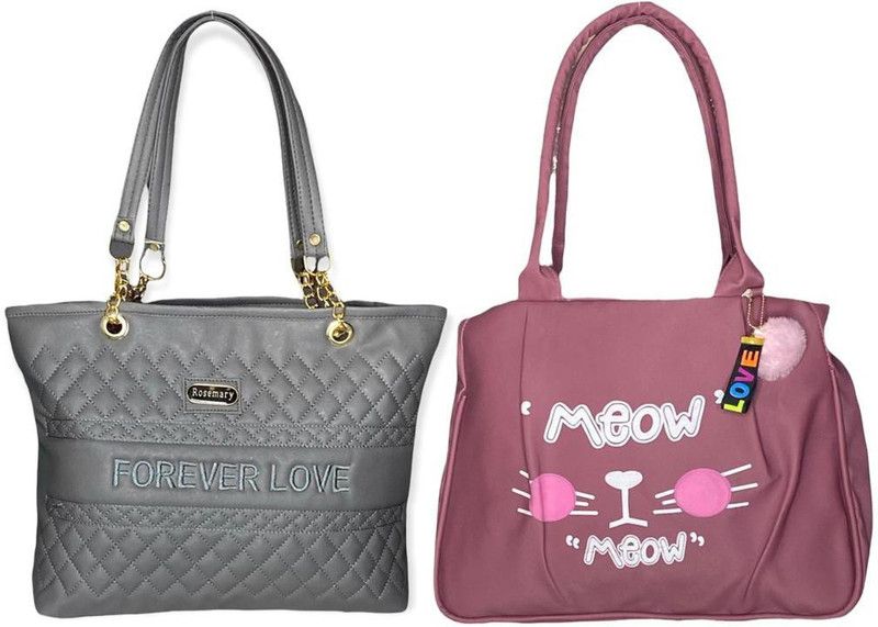 Women Grey, Grey Shoulder Bag  (Pack of: 2)