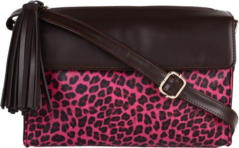 Pink, Brown Women Sling Bag - Mini