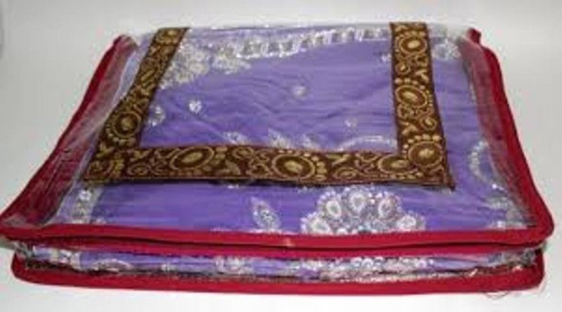 MOTHERLAND Exclusive Saree cover Designer Transparent MLDE  (Red, Transparent white)