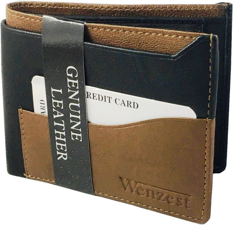 Men Casual Black, Khaki Genuine Leather Wallet - Mini  (3 Card Slots)