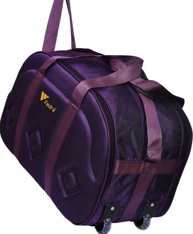 50 L Strolley Duffel Bag - super premium heavey duty polyester lightweight luggage Duffle bag - Purple - Regular Capacity