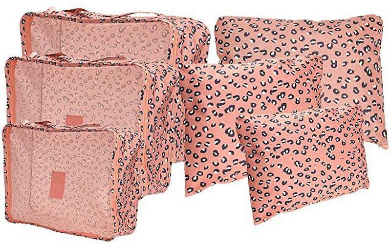 Rhydin 6 Pack Travel Pouch 3 Packing Cubes + 3 Compression Pouches Suitcase Organizers  (Pink)