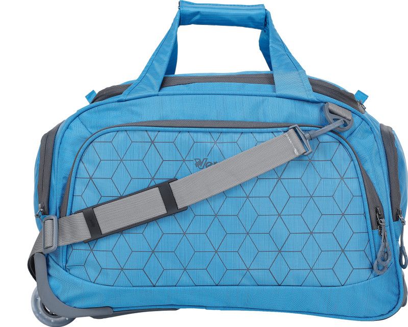 34 L Strolley Duffel Bag - Dazzle 55 CM Polyester Light Weight Travel Duffle Bag With Bottom Lugs and 2 Wheel - Blue - Regular Capacity