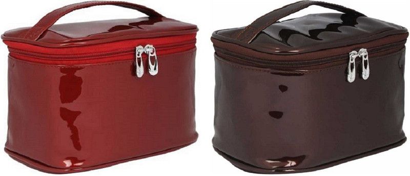 Girls Brown, Maroon Cosmetic Bag  (Pack of 2)