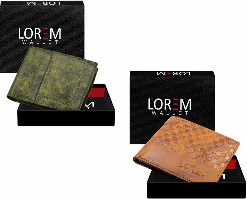Men Casual, Evening/Party, Formal Multicolor Artificial Leather Wallet  (5 Card Slots, Pack of 2)