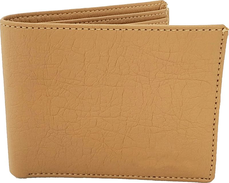 Men Beige Artificial Leather Wallet - Regular Size  (4 Card Slots)