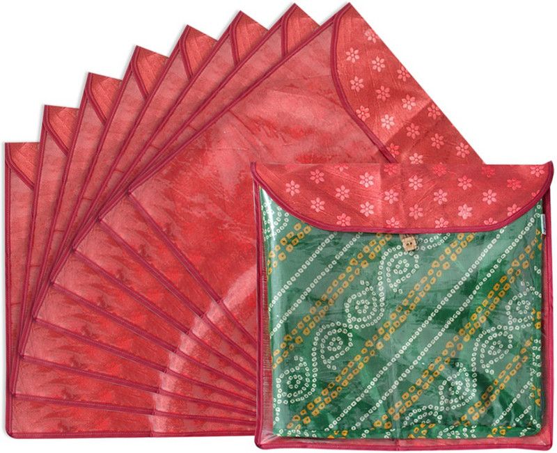 PrettyKrafts Single saree cover Floral Print Single Saree cover For Store Saree shopsy_F1627_SC_Red_9  (Red)
