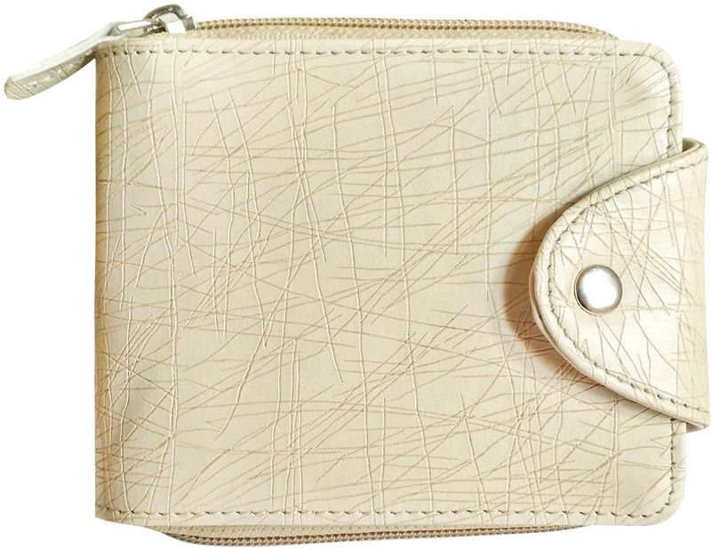 Women White Artificial Leather Wallet - Regular Size  (10 Card Slots)