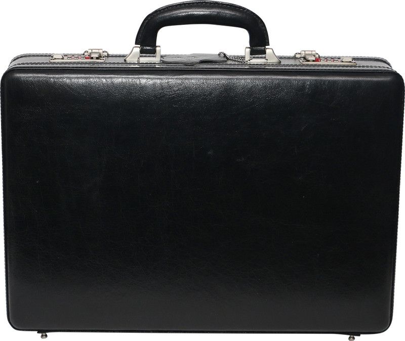 EL442 C Comfort Genuine Leather Expandable Briefcase Office Bag Medium Briefcase - For Men  (Black)