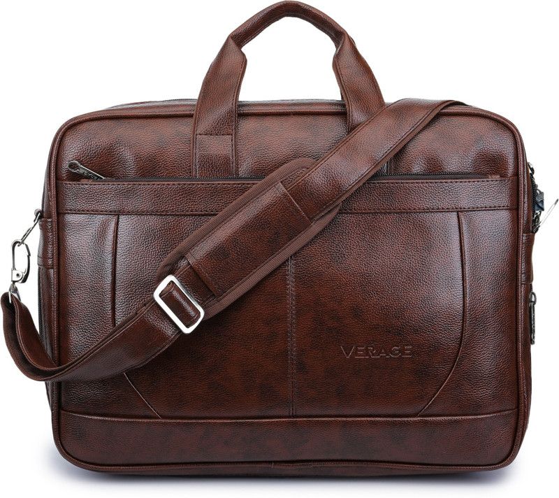 Verage Hera Vegan/Faux Leather 15.3 Inch Laptop Briefcase Messenger Bag With Adjustable Shoulder Cross Body Sling Messenger Bag  (Brown, 16 inch)