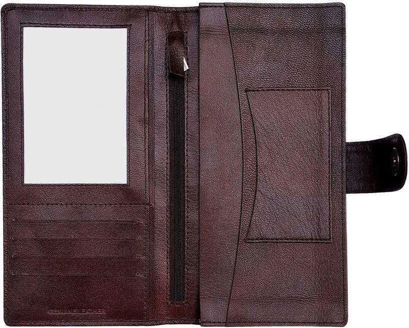 Men Brown Genuine Leather Document Holder - Regular Size  (5 Card Slots)